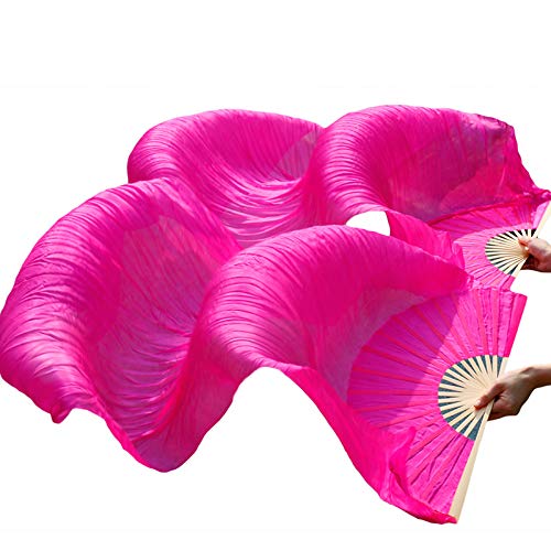 Voiles d'éventail en bambou de haute qualité et pure soie de danse rose