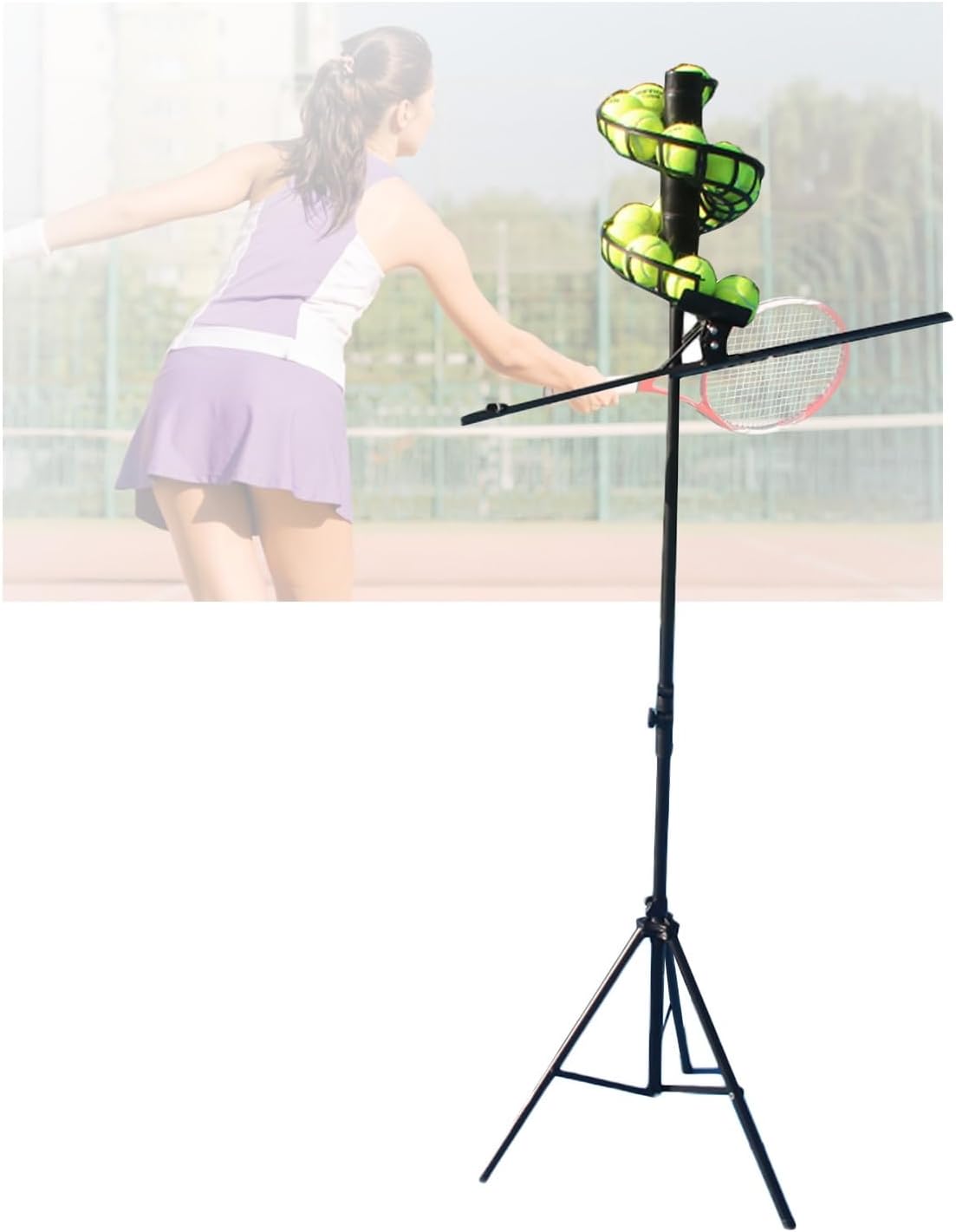 Adjustable Portable Tennis Ball Launcher, Manual Training Machine for Beginners, Perfect for Coaching Sessions and Skill Development,Without Extra Track