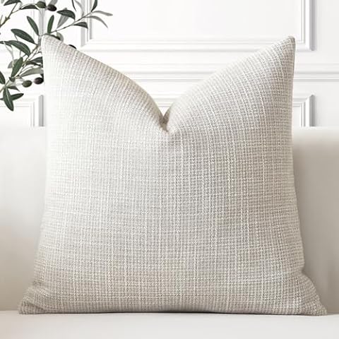 Artscope Beige Linen Cushion Cover 22x22 Inch Cover