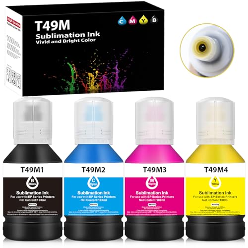 lexmate 4x140ml T49M Autofill Sublimation Ink Compatible for SureColor F170 F570 Dye-Sublimation Printers (T49M1 T49M2 T49M3 T49M4, 4 Pack)
