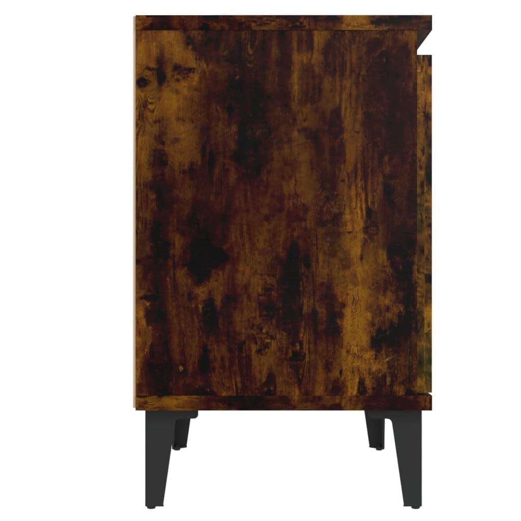 Comodino Piccolo Stretto,Comodino Strettocomodino Con Gambe In Metallo Rovere Fumo 40x30x50 Per Ufficio, Camera Da Letto, Soggiorno, Studio, Corridoio