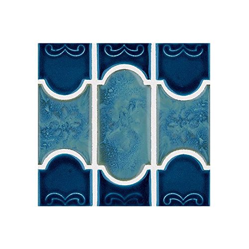 National Pool BUE40 6" x 6" Botanical Tile - Navy Blue