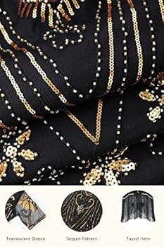 Coucoland Jaren 20 flapper franjes pailletten jurk brullend jaren 20 carnaval Gatsby kostuum jurk vintage kralen art deco jurk, Goudkleurig, XL Coucoland Jaren 20 flapper franjes pailletten jurk brullend jaren 20 carnaval Gatsby kostuum jurk vintage kralen art deco jurk, Goudkleurig, XL