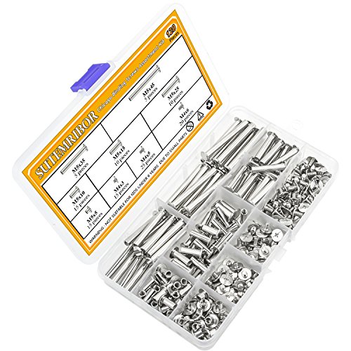 Sutemribor 120 Pieces M5 x 5/10/15/25/35/45mm Chicago Screw Binding Screws Posts Assortment Kit for DIY Leather Bookbinding Crafts - Thumbnail 2