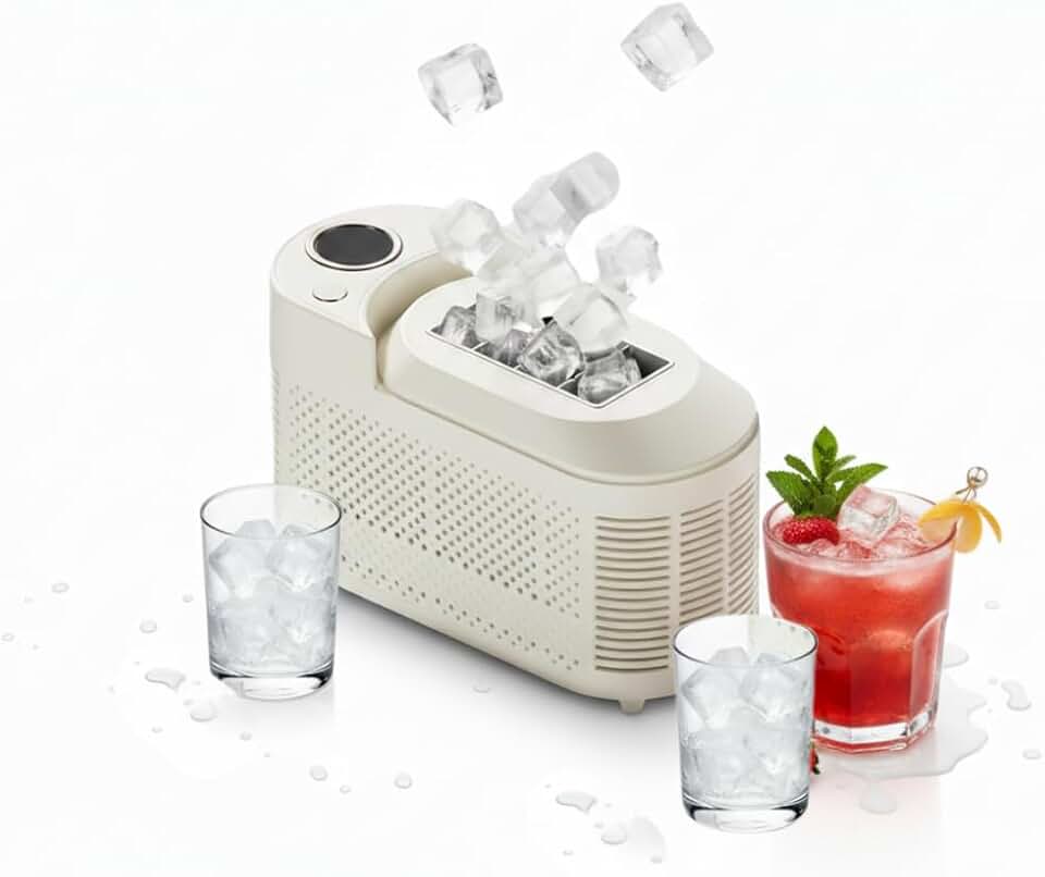 Máquina de Gelo Portátil com Adaptador para Carro, 12V, Compacta, Automática, Autolimpeza, 120W, para Viagens e Acampamentos