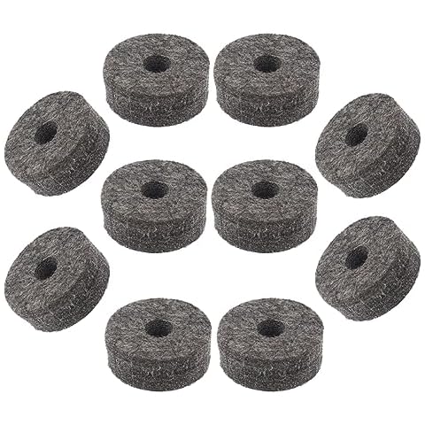 Cheerock Pack of 10 Round Soft Grey Cymbal Stand Felt Washer, Drum Felts Replacement, Enhance Your Drum Kit Sound and Protect Your Cymbals Cover