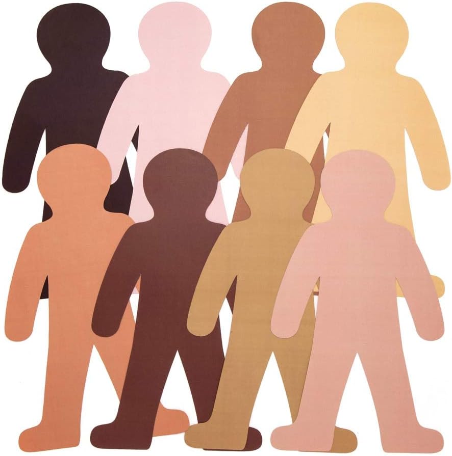 Baker Ross AW758 Skin Tone People Cut-Outs, Perfect for Children to Design and Decorate, Ideal for Home, School Work, Craft Group Projects and More (Pack of 56), Assorted