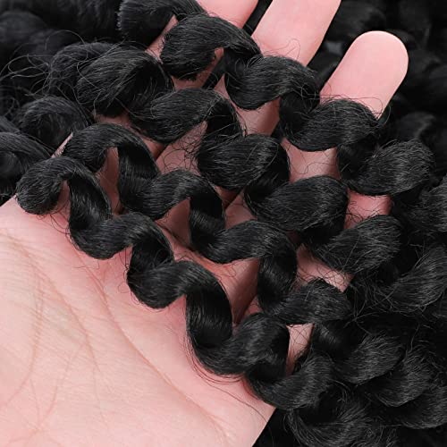 Wand Curl Braids Jamaican African Natural Black Color Big Curly Twist Braids Synthetic Crochet Braiding Hair Extensions 6 Packs (12Inch, 1B) #TOP3