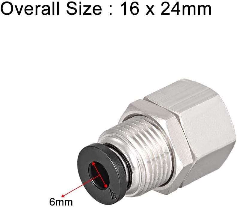 6mm Tube to 1/8BSPT Push Lock Fitting, Bulkhead Union Air Fittings 2pcs