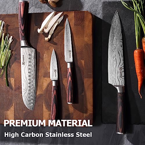 PAUDIN Kitchen Chef Knife with Sharp High Carbon Stainless Steel Blade and Pakkawood Handle, Professional Japanese Knives Set Come with Gift Box, 7 Pcs - Thumbnail 7