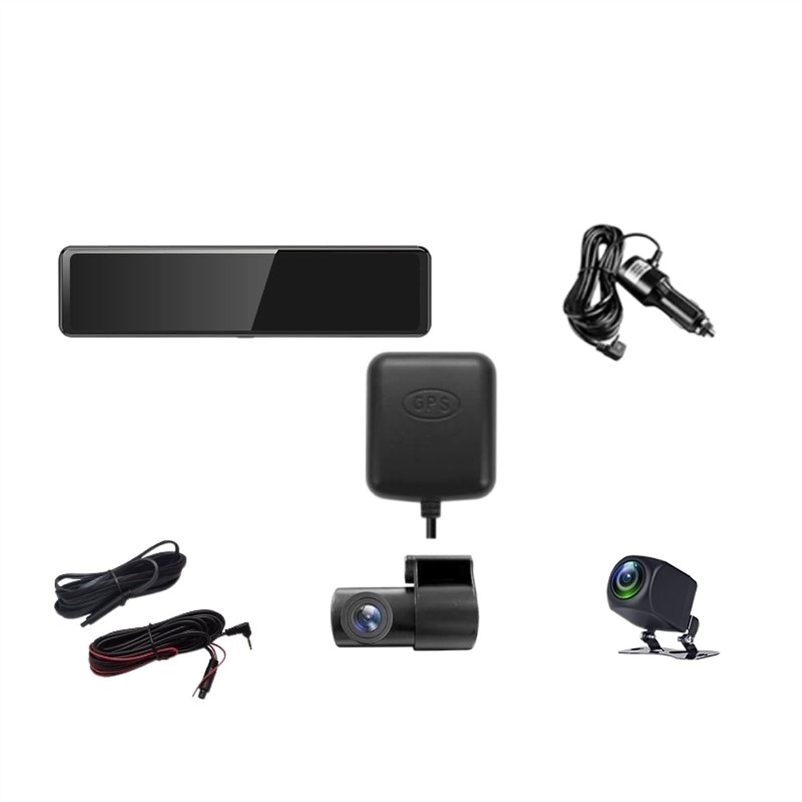 Cámara de salpicadero de 3 cámaras con espejo retrovisor de 12" y DVR 7