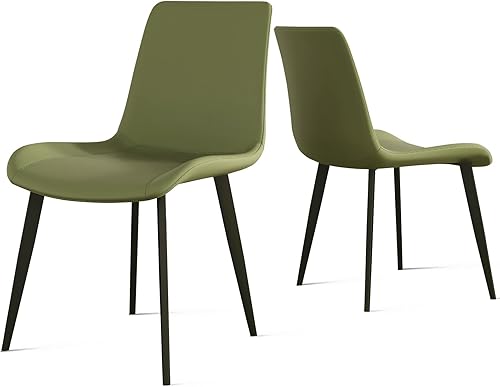 Miniatura 11 de Juego de 4 sillas de comedor, modernas sillas de comedor tapizadas de piel sintética con patas de metal resistentes y respaldo cómodo, sillas