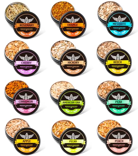 Natural Wood Chips for Cocktail Smoker, 12 Flavors Wood Chips