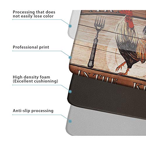 Rosmarus Farmhouse Kitchen Rug Set 2 Pieces, Kitchen Floor Mats Cushioned Anti-Fatigue Waterproof Easy To Clean Comfort Standing Kitchen Mats For Floor (Rooster, 17"×30"+17"X47") #TOP5