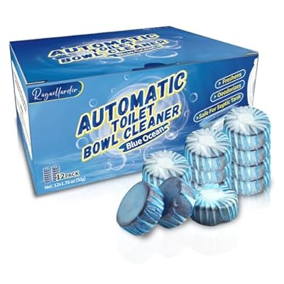 Ragaillardir Ultra-Clean Toilet Bowl Cleaner Tablets for Deodorizing, Descaling & Stain Removal - Long-Lasting Blue Tablets with Sustained-Release Technology (12 Packs, Blue(Ocean))