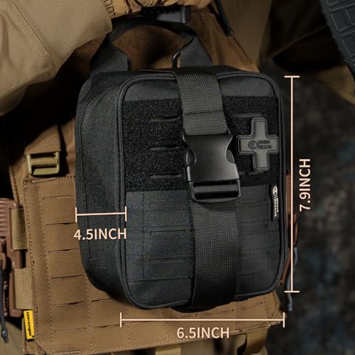 Miniatura 3 de Rhino Rescue Ifak - Kit De Primeros Auxilios Para Trauma De Emergencia Táctico Con Gasa Y Vendaje Para Caza, Camping, Viajes Negro Pro