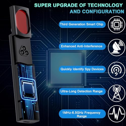 Image of Hidden Camera Detector, Spy Camera Detector, Portable Hidden Insect Detector and Camera, 5 Sensitivity Levels, 6 Modes, Rechargeable Wireless for Home
