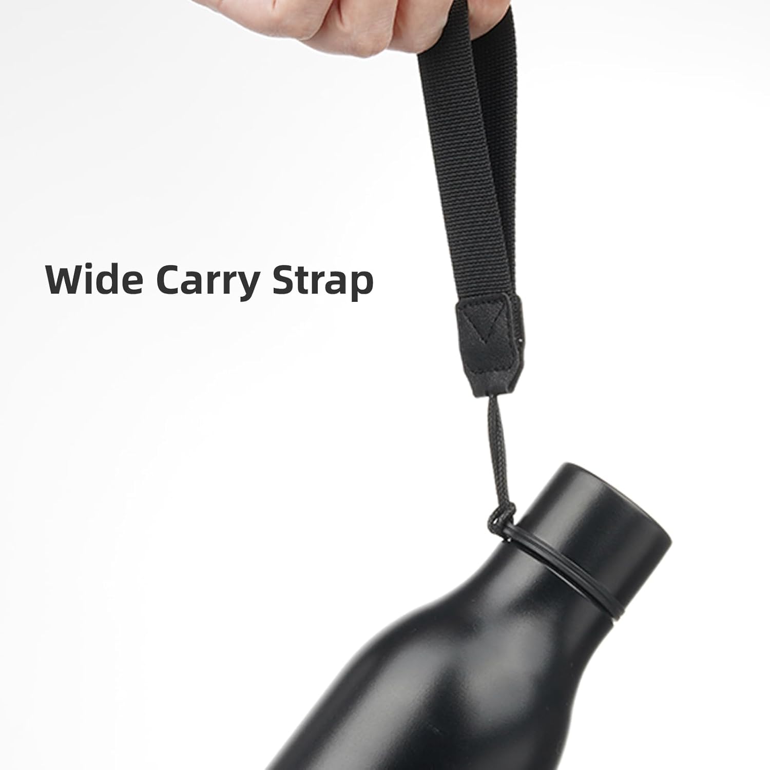 Insulated Water Bottle with Strap,18 oz Double Wall Stainless Steel Vacuum Bottles Metal Water Flask,Black - Image 4