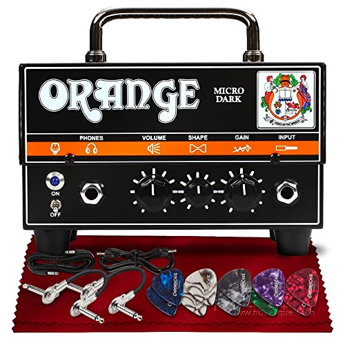 Orange Micro Dark 20W Tube Hybrid Amp Head For Electric Guitars Is Part Of A Basic Bundle W/ 10 Pack Celluloid Guitar Pick, 2X Guitar Patch Cable 1/4 And More #TOP4