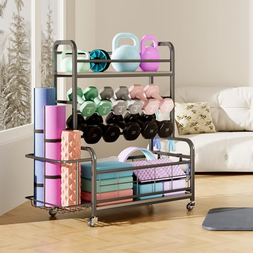 Homeiju 450LBS Dumbbell Rack,Weight Rack for Home Gym with Wheels and Hooks by Homeiju - Used condition - Image 8