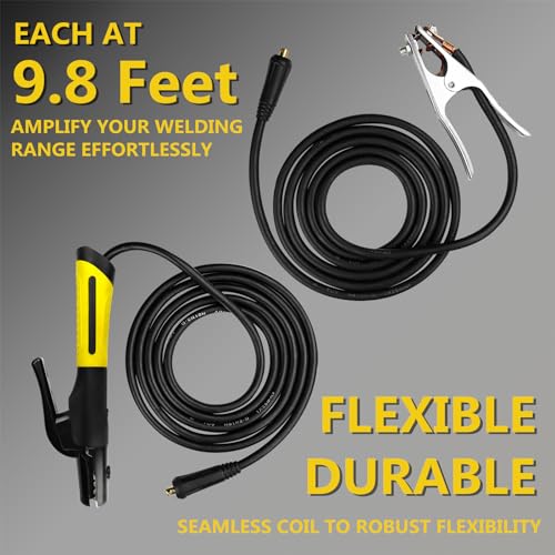 Image of SSIMDER Welding Stinger Electrode Holder with Lead and Ground Clamp, Supports Dinse 10-25 & 35-50 Connectors, 600A Heavy Duty Welding Rod Holder for ARC Stick Welding, Home DIY, Auto Repair