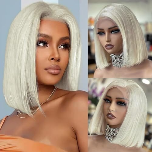 Munx White Blonde Bob Wig Human Hair 13x6 Deep Part