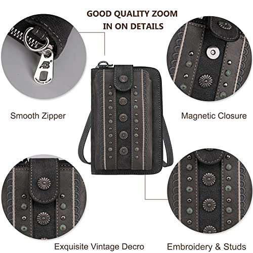 Image of Montana West Western Crossbody Phone Wallet for Women RFID Blocking Wallet Purse with Cash Slots & Zipper Pocket