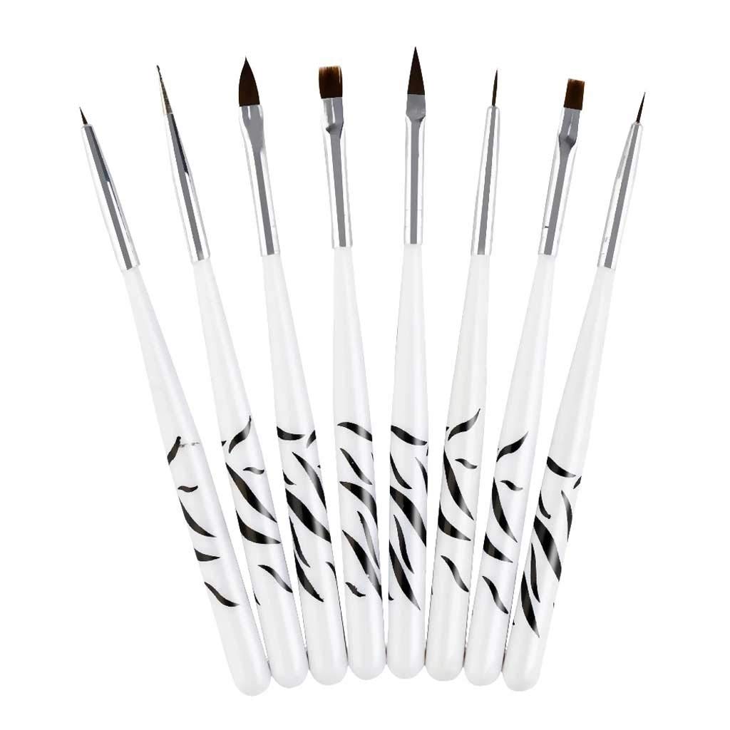 Juego de 8 Pinceles para manicura y Gel, Pinceles acrílicos para uñas, Herramientas para esmaltes de Gel NKit.,