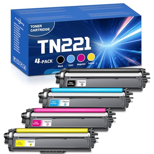 TN-221 TN221 Toner Cartridge High Yield Replacement for Brother MFC-9130CW HL-3170CDW HL-3140CW HL-3180CDW MFC-9330CDW MFC-9340CDW HL-3150CDN Printers (1 Black 1 Cyan 1 Magenta 1 Yellow,4 Pack)