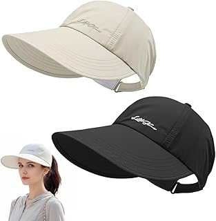 2 Pack UPF Sun Protection Baseball Hat for Men and Women Lightweight Wide Brim Outdoor Hats Adjustable Velcro Closure