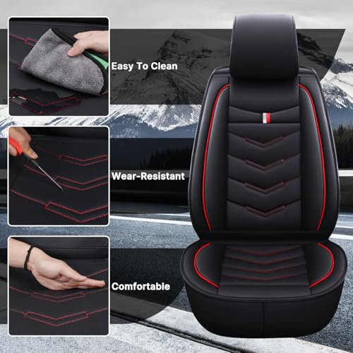 Front Seat Cover for Porsche Macan 2015-2026, Waterproof Durable Premium Leather Car Seat Protector, Comfortable Anti-Slip Stylish Sport Seat Cover(2 Seats Standard,Black Red) - Image 4