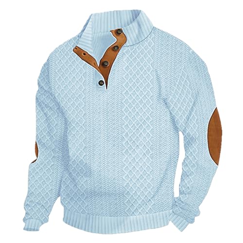 Men's Outdoor Casual Stand Button Long Sleeve Sweater, Stand Collar 1/4 Button Pullover Sweaters, Mens Cardigan