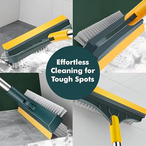 Image of DARNEX 3-in-1 Bathroom Cleaning Brush with Wiper - Long Handle 180 Rotate Toilet Brush, Tiles Cleaning, Floor Scrub for Kitchen and Bathroom Accessoriess (3 in 1 Cleaning Brush)