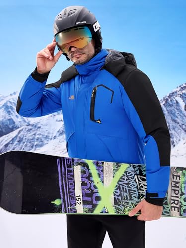 Image of WULFUL Men's Ski Jackets Warm Winter Snow Windbreaker Resistant Snowboard Fleece Coat Mountain Waterproof Parka with Hood