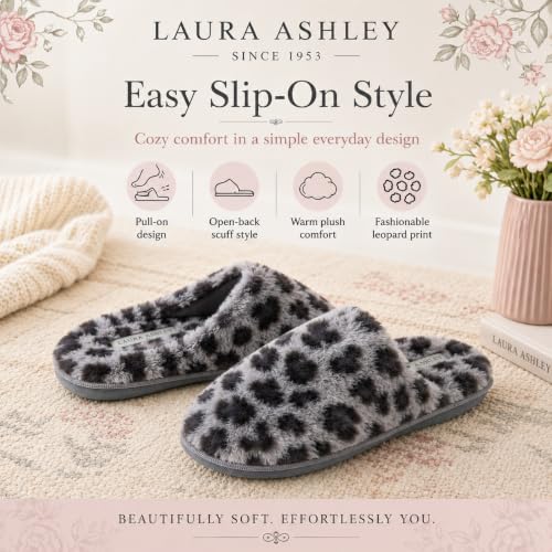 Image of Laura Ashley Ladies All Over Plush W /Memory Foam Slippers