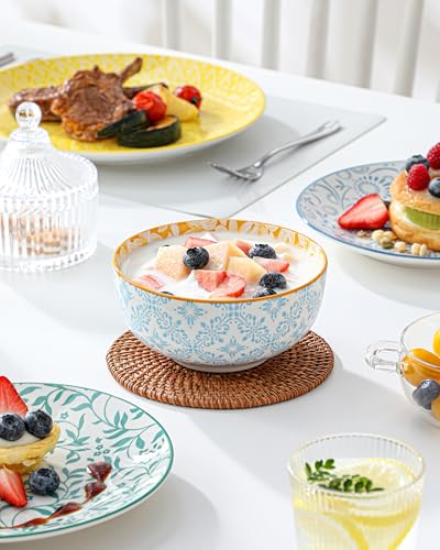 Image of vancasso SELENE Plates and Bowls Set for 6, 18 Pieces Dinnerware Sets, Mircowave and Dishwasher Safe Dishes Set, Porcelain Pastel Dinnerware