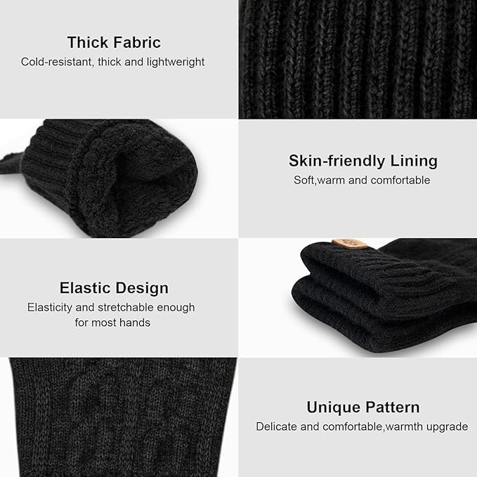 Image of Half Finger Woolen Winter Gloves for Men Women- Warm & Soft Knitted Gloves for Cold Weather