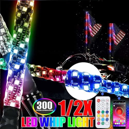 Luces de látigo LED con efecto de persecución RGB en espiral de 4FT 3