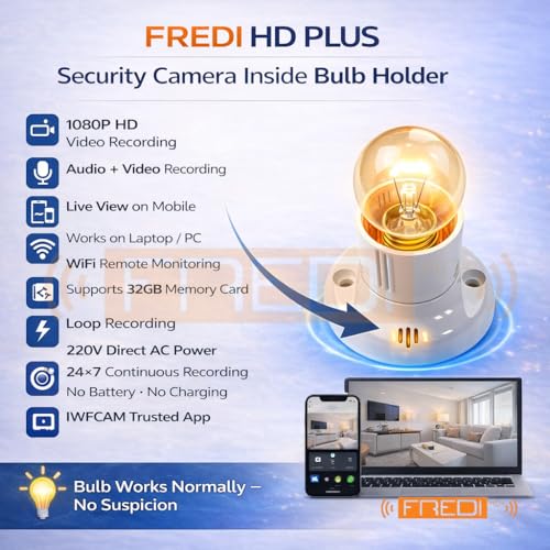 Image of FREDI HD PLUS WiFi Indoor Security Camera 1080P Full HD Live View Mobile Motion Detection Loop Recording AC Power 32GB Inbuilt Storage