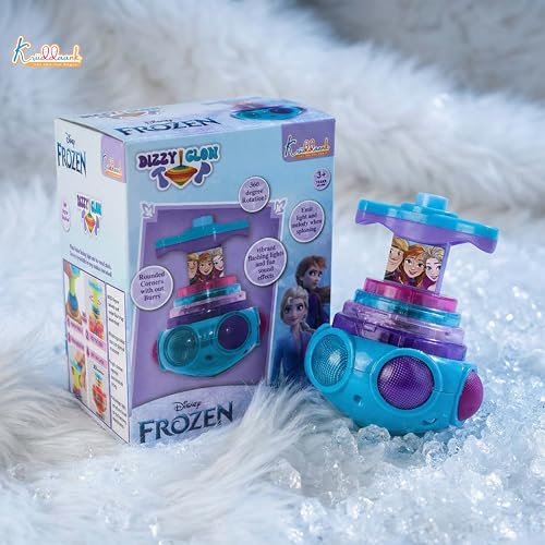 Image of Frozen Dizzy Glow Top - LED Light & Music Spinning Top Toy for Kids, Magic Musical Spinner with 360 Rotation, Turkish Blue Frozen Character Toy for Boys & Girls Age 3+, Battery Operated