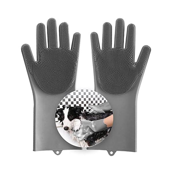 Aufew Magic Pet Grooming Gloves Dog Bathing Shampoo Brush Heat Resistant Eco Friendly Silicone Hair Removal Gloves With 4 Cats 2