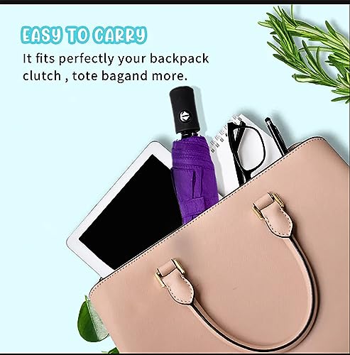 Image of SIEPASA Windproof Travel Compact Umbrella-Automatic Umbrellas for Rain-Compact Folding Umbrella, Travel Umbrella Compact, Small Portable Windproof Umbrellas for Men Women Teenage. (Purple)