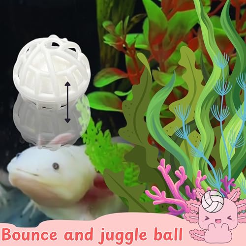 Image of 1pcs Axolotl Hides for Aquarium with 2pcs Nitrifying Ball Set, Driftwood Axolotl Cave Hideout and Aquarium Filter Balls, Fish Tank Decor, Shelter for Small Pet Frog Fish Betta (Resin Driftwood, M)