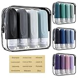 Kit 4 Frascos Potes Silicone Viagem 90ml Aprovado TSA Creme Shampoo Condicionador (Preto, Cinza e Verde)