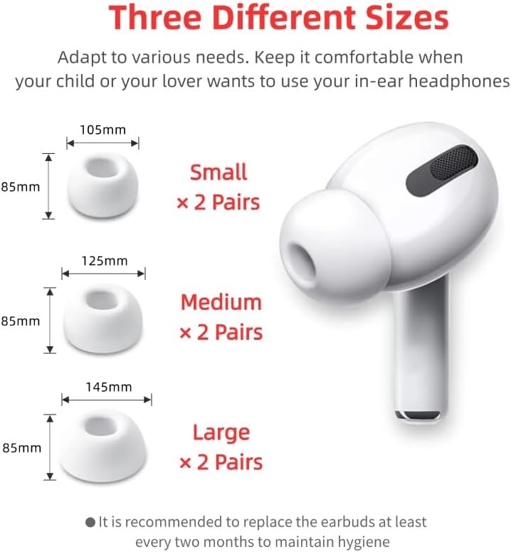 Miniatura 6 de 12 piezas SML Serizalela - Almohadillas de repuesto para AirPods ProAirPods Pro 2 de silicona con caja de almacenamiento portátil (2 pares pequeños