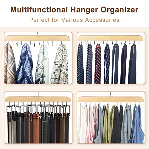Resovo Belt Hanger For Closet, Sturdy Wood Belt Rack Closet Accessories With 14 Hooks Belt Organizer For Closet Organizers And Storage Max 42 Belts-Wood 1 Pack #TOP5