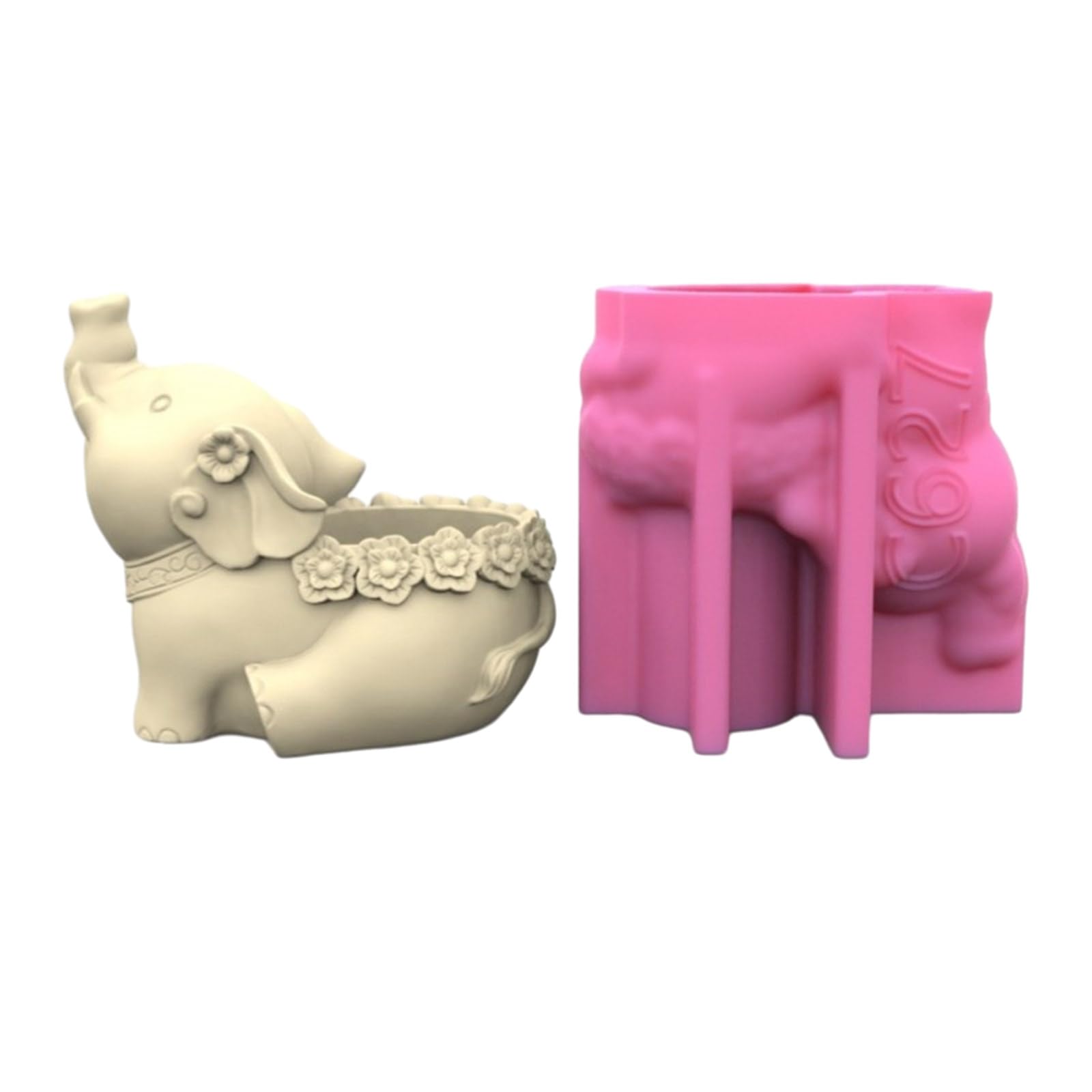 Moule silicone éléphant fait main pour offrir un pot de fleurs