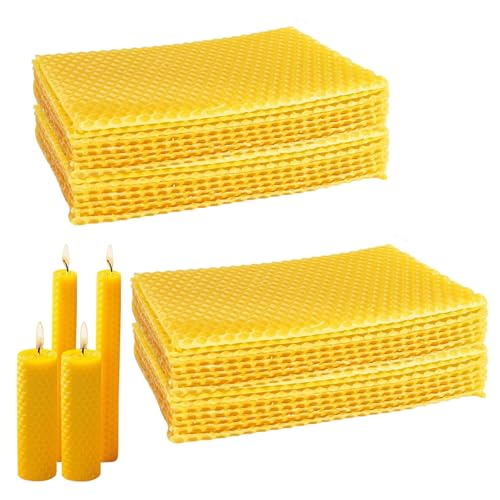 Cera de abeja natural 100% pura 40 láminas 13x9 cm láminas de cera amarilla sin aditivos ideales para apicultura manualidades velas y proyectos DIY
