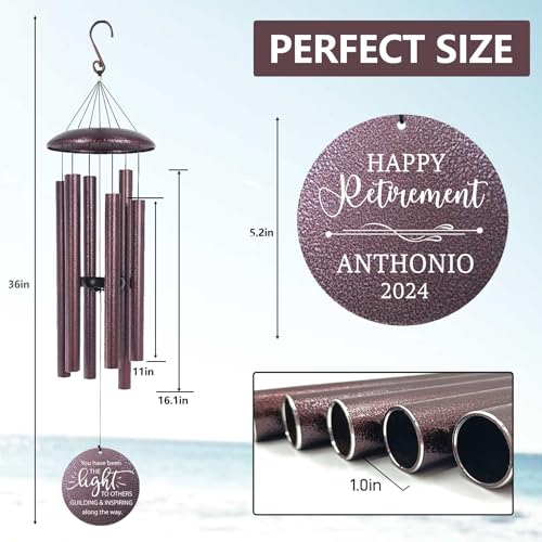 Image of ASTARIN Personalized Retirement Wind Chimes, 30 inch Wind Chimes Retirement Gifts for Men, Retirement Gift of 2025, Retirement Wind Chime for Women, Friends, Boss