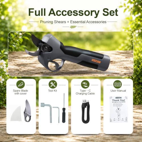 Image of Lightweight Electric Pruning Shears for Tired Hands, Cordless Pruner for Women, Seniors & Smaller Hands, 4200mAh Battery, SK5 Blade Brushless Garden Shears(Classic Grey)